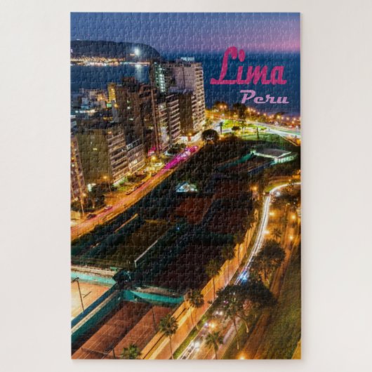 Lima Peru Capital Pacific Coast City Lichtrecht na Legpuzzel (Verticaal)
