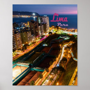 Lima Peru Capital Pacific Coast City Lichtrecht na Poster