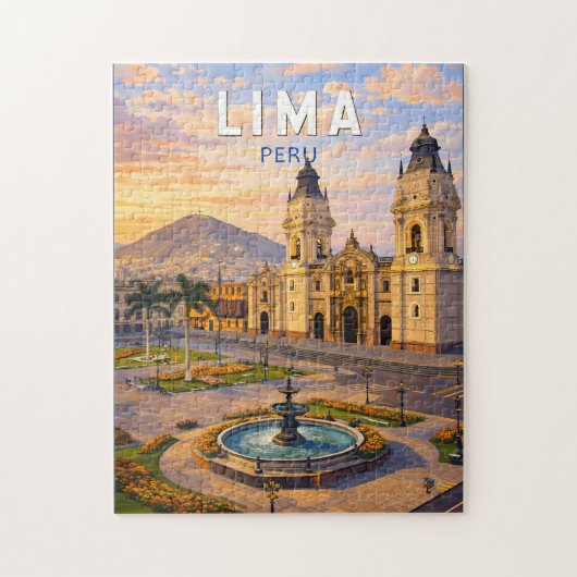 Lima Peru Illustratie Reis Kunst Vintage Legpuzzel (Verticaal)