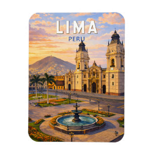Lima Peru Illustratie Reis Kunst Vintage Magneet