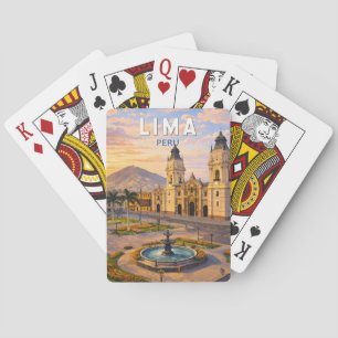 Lima Peru Illustratie Reis Kunst Vintage Pokerkaarten