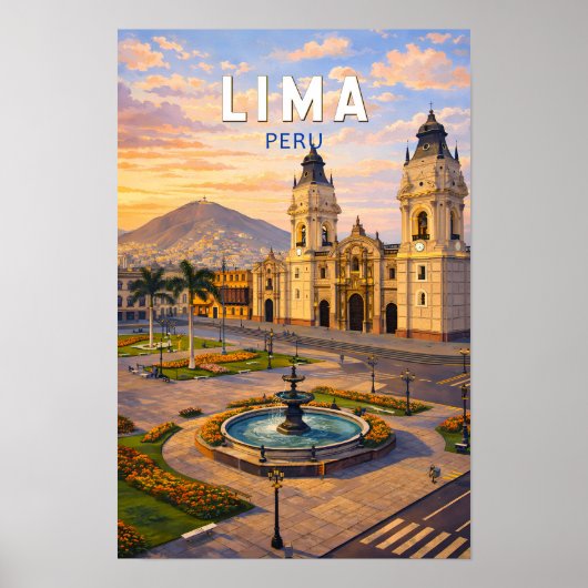 Lima Peru Illustratie Reis Kunst Vintage Poster (Voorkant)