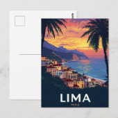 Lima Peru Kust Zonsondergang Palmboom Briefkaart (Voorkant / Achterkant)