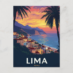 Lima Peru Kust Zonsondergang Palmboom Briefkaart