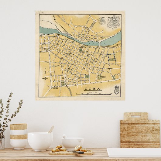  Lima Peru Map (1910) Poster (Keuken)