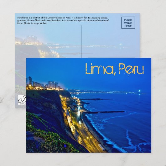Lima, Peru, Miraflores District, SA Briefkaart (Voorkant / Achterkant)