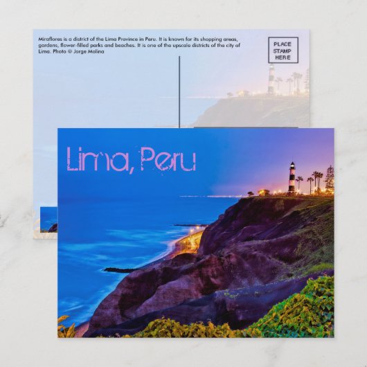 Lima, Peru, Miraflores District, SA Briefkaart (Voorkant / Achterkant)