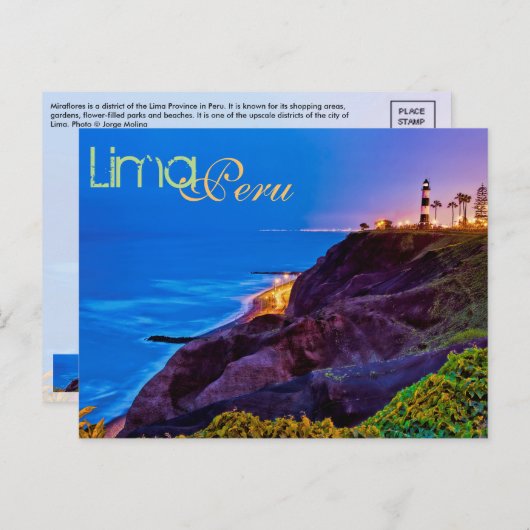 Lima, Peru, Miraflores District, SA Briefkaart (Voorkant / Achterkant)
