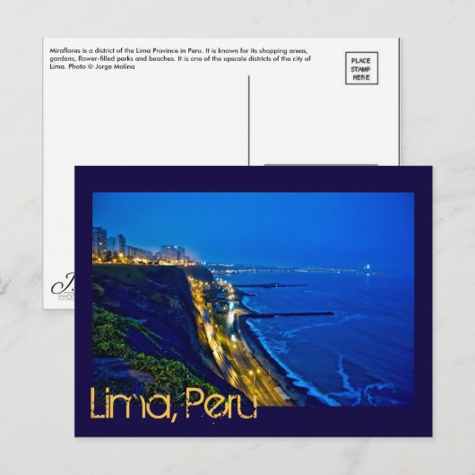 Lima, Peru, Miraflores District, SA Briefkaart (Voorkant / Achterkant)