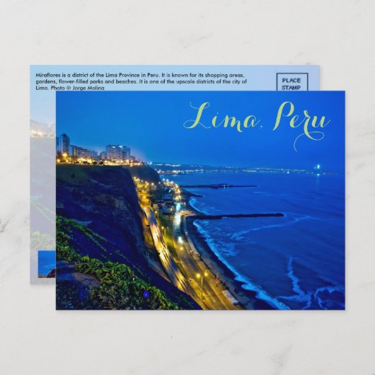Lima, Peru, Miraflores District, SA Briefkaart (Voorkant / Achterkant)