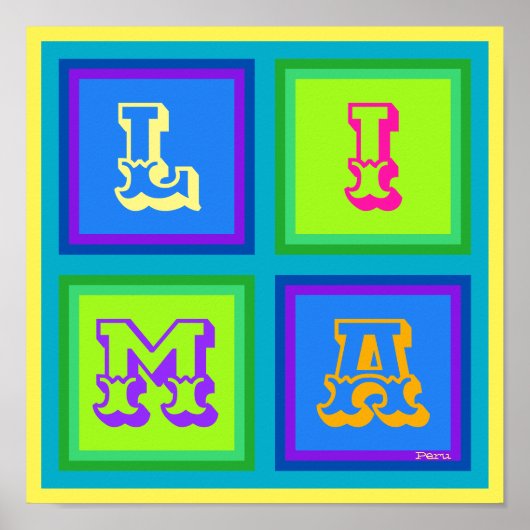 Lima Peru modern kleurrijk kunst Poster (Voorkant)