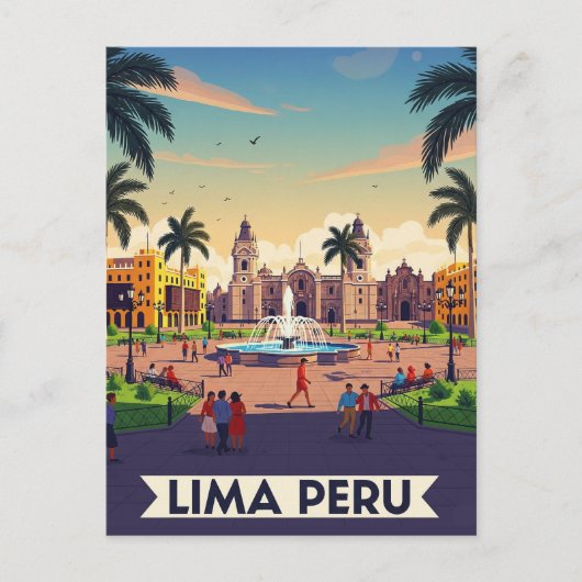 Lima Peru Reizen Briefkaart (Voorkant)