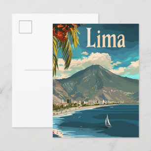 Lima Peru Vintage Retro Reizen Illustratie Briefkaart