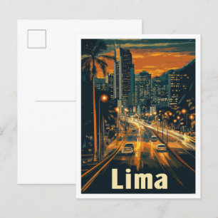 Lima Peru Vintage Travel Illustratie Briefkaart