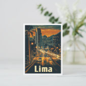 Lima Peru Vintage Travel Illustratie Briefkaart (Staand voorkant)