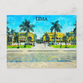 Lima Peru Waterverf olieverf Vintage reizen Briefkaart (Voorkant)