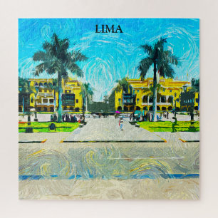 Lima Peru Waterverf olieverf Vintage reizen Legpuzzel