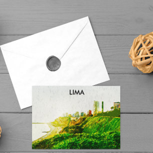 Lima Peru Waterverf Panorama Uitzicht Briefkaart