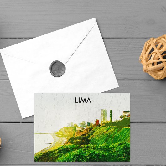 Lima Peru Waterverf Panorama Uitzicht Briefkaart
