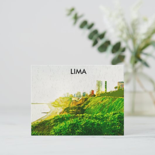 Lima Peru Waterverf Panorama Uitzicht Briefkaart (Staand voorkant)