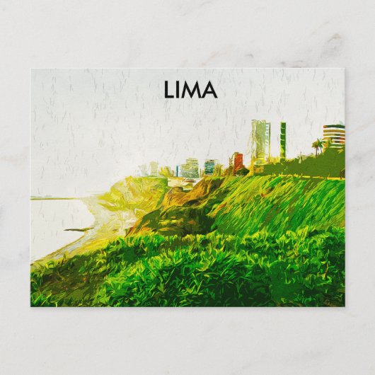 Lima Peru Waterverf Panorama Uitzicht Briefkaart (Voorkant)