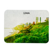 Lima Peru Waterverf Panorama Uitzicht Magneet (Horizontaal)