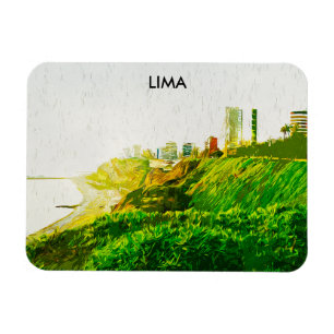 Lima Peru Waterverf Panorama Uitzicht Magneet