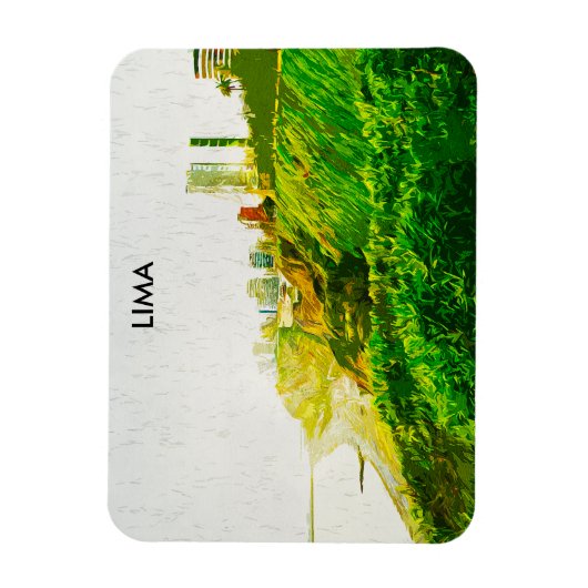 Lima Peru Waterverf Panorama Uitzicht Magneet (Verticaal)