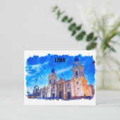 Lima Peru Waterverf Vintage Reizen Briefkaart (Staand voorkant)