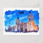 Lima Peru Waterverf Vintage Reizen Briefkaart (Voorkant)