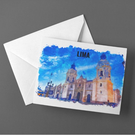 Lima Peru Waterverf Vintage Reizen Briefkaart