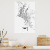Lima, Peru (zwart op wit) Poster (Keuken)