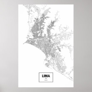 Lima, Peru (zwart op wit) Poster