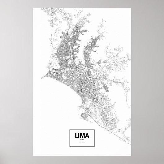Lima, Peru (zwart op wit) Poster (Voorkant)