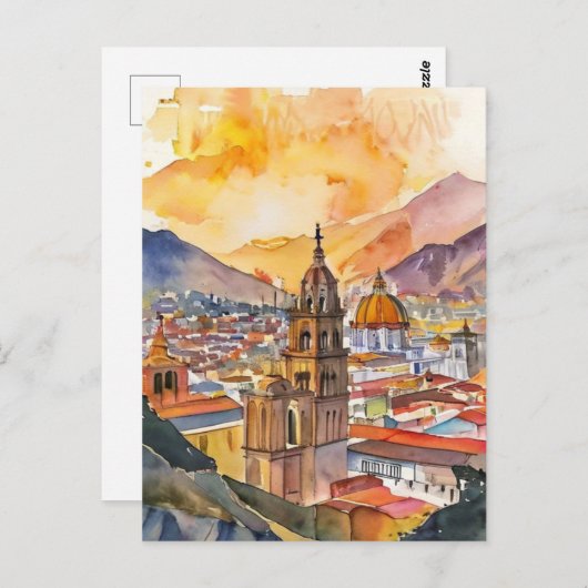 Lima, Peruaanse stadsgezicht waterverf schilderij Briefkaart (Voorkant / Achterkant)