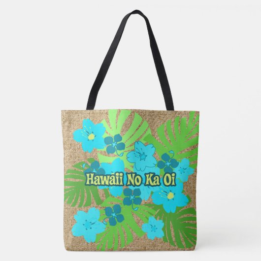 Limahuli Garden Hawaiian Floral Beach Bag - Turq Tote Bag (Voorkant)