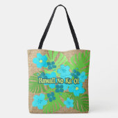 Limahuli Garden Hawaiian Floral Beach Bag - Turq Tote Bag (Achterkant)