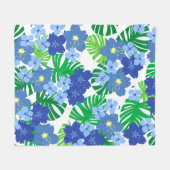 Limahuli Garden  Hawaiian Floral Blue Fleece Deken (Voorkant (Horizontaal))