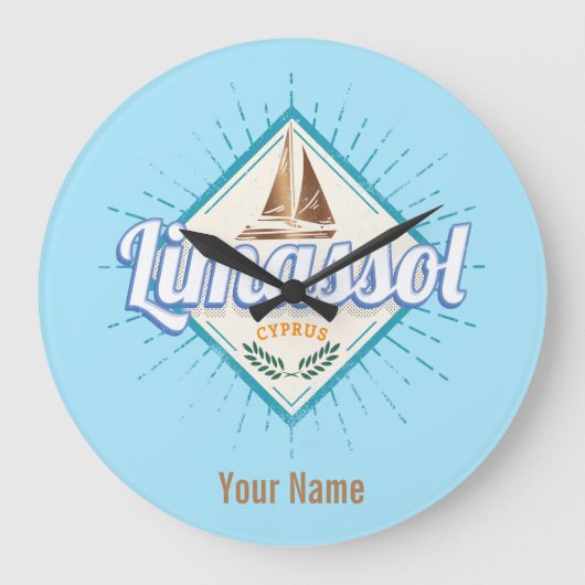 Limassol City Cyprus Retro Sailing Ship  Grote Klok (Voorkant)