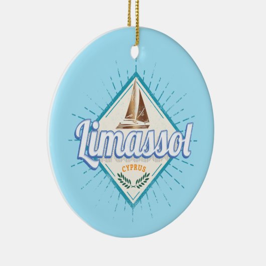 Limassol City Cyprus Retro Sailing Ship  Keramisch Ornament (Rechts)