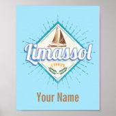 Limassol City Cyprus Retro Sailing Ship  Poster (Voorkant)