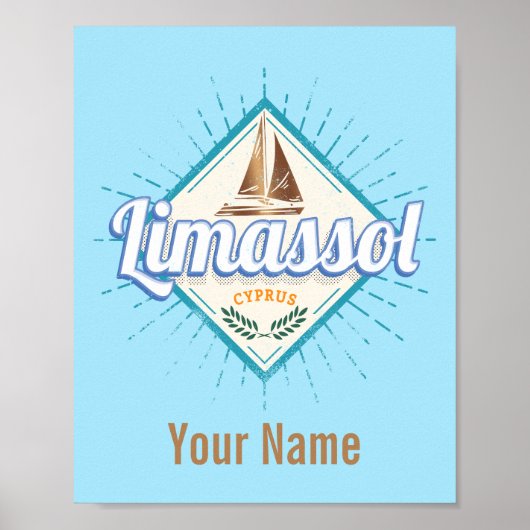 Limassol City Cyprus Retro Sailing Ship Poster (Voorkant)
