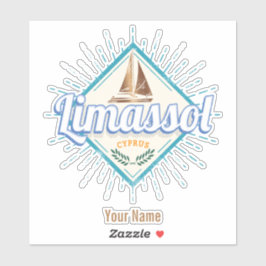 Limassol City Cyprus Retro Sailing Ship  Sticker