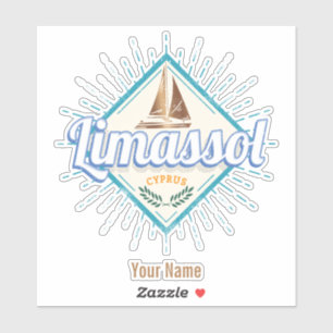 Limassol City Cyprus Retro Sailing Ship Sticker