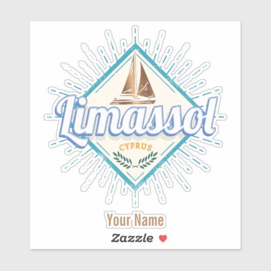 Limassol City Cyprus Retro Sailing Ship Sticker (Vel)