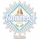 Limassol City Cyprus Retro Sailing Ship Sticker (Voorkant)