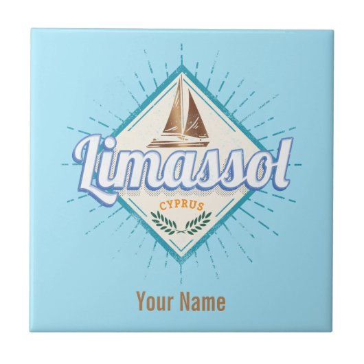 Limassol City Cyprus Retro Sailing Ship  Tegeltje (Voorkant)