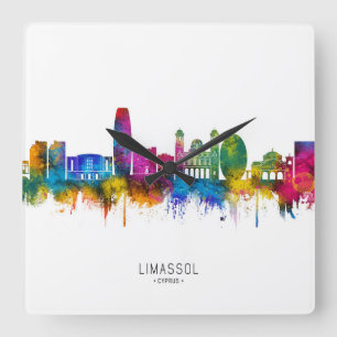 Limassol Cyprus Silhouet Vierkante Klok