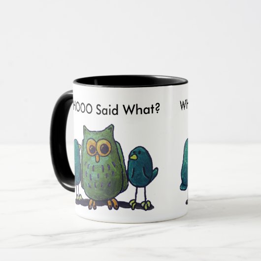 LimbBirds Black 11 oz Ringer Mok (Voorkant links)