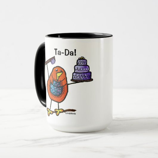 LimbBirds Black 15 oz Ringer Mok (Voorkant links)